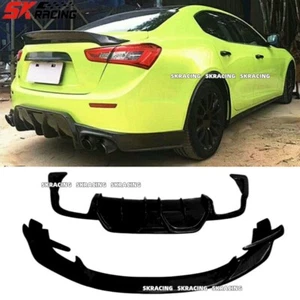 Fits Maserati Ghibli 2014-21 Glossy black Front Rear Bumper Diffuser Lip Spoiler - Picture 1 of 13
