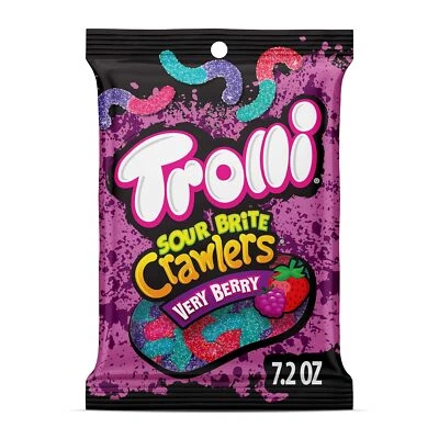 Trolli Sour Brite Crawlers, caramelo, muy bayas, dulces y agrios, gusanos gomosos, 7,2 Foto 1 de 4