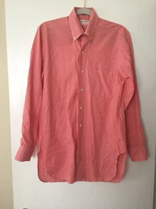 Vtg 60s AIDEM & DESS, CHICAGO Red & White Gingham Check Shirt Mens Point Collar  - Picture 1 of 9