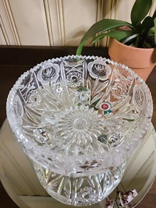 Vintage Genuine Lead Crystal Bowl Hand Cut, Footed - Picture 1 of 8