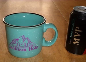 "JACKSON HOLE"- WYOMING, [CAMP STYLE CUP & JUMBO SIZE], Ceramic Coffee Cup, VINT - Picture 1 of 8