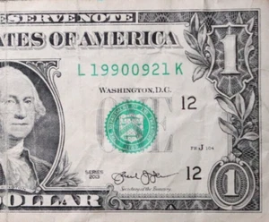 (G) September 21 1990 Birthday Note L19900921K One Dollar Fancy Serial Number - Picture 1 of 3