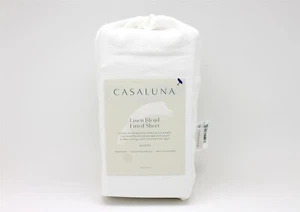 NEW CASALUNA Linen Blend Fitted Sheet QUEEN 60" X 80" x 16"