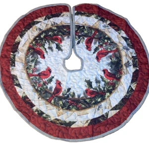 Weihnachten rot Kardinal gesteppt Baum Rock 35" Umfang - Bild 1 von 8