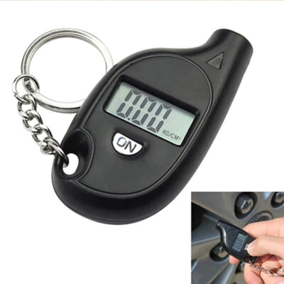 Car Motorcycle Mini Keychain LCD Digital Tire Air Pressure Gauge Meter Tester — 第 1/4 张图片
