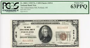 1929 type 1 Portland, OR U.S. NB of Portland $20 note CH#4514 PCGS 63PPQ - Picture 1 of 2