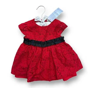 ¡NUEVO! Vestido de fiesta de encaje rojo First Impressions talla 3-6 meses para niñas - Imagen 1 de 2