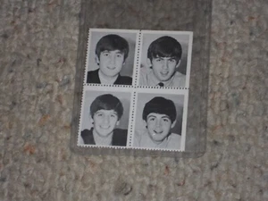 1960's 4 Black & White BEATLE STAMPS - Plate Block - John, Paul, George & Ringo! - Picture 1 of 2