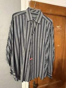 JOHNSTON & MURPHYS MENS GREY/BLACK DRESS SHIRT - Picture 1 of 3