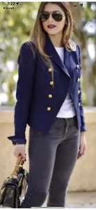 Banana Republic Military Cut Away Sailor Blazer Jacket Womens Size 0 Navy - Picture 1 of 6