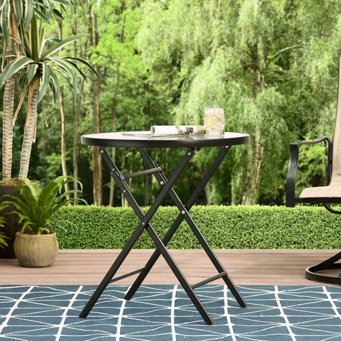 Mainsays 26 "Greyson square glass and steel circular tavern folding table Cover