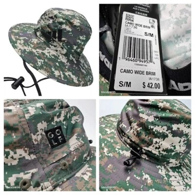 Adidas Bucket Hat - S/M Green/Grey/Tan/Brown Digital Camo Dry Golf Wide Brim NWT - Image 1 of 4
