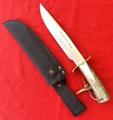 Cuchillo Muela Bowie Acero Inoxidable Sambar Ciervo Mango Funda LQQK Foto 1 de 4