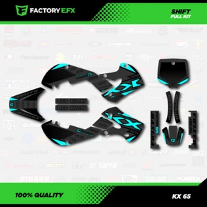 Gray & Cyan Shift Racing Graphics Kit fits Kawasaki 00-24 Kx65 Kx 65 Decal - Picture 1 of 4