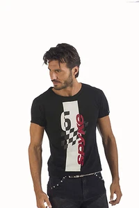 SE180509 Camiseta Spyke Hombre C3 Original Bikers Jeans 100% Hecho En Italia - Picture 1 of 2