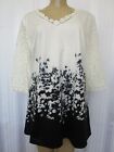 BLACK & WHITE FLORAL PRINT CROTCHED STYLE TOP SIZE XL