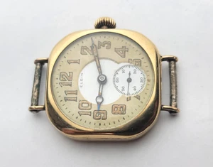 1927 Antique Elgin Trench Watch Illinois Giant gold tone case not running - Picture 1 of 8