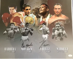 Eric Morales & Chavez dual signed 16x20 RARE boxing photo JSA - Picture 1 of 4