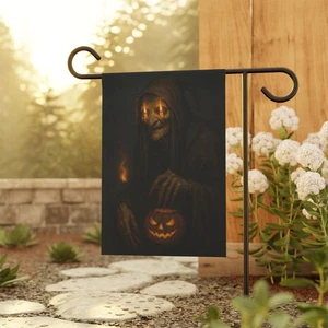 Kerzenäugige Hexe Kürbis Laterne Gothic Horror Halloween Garten Flagge - Bild 1 von 11