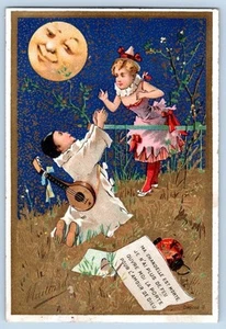 TARJETA COMERCIAL VICTORIANA MAILLARD HELADO DE CHOCOLATE NYC MAN IN THE MOON AÑOS 1880-90 - Imagen 1 de 2