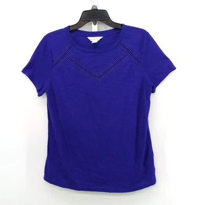Camisa Liz Claiborne Para Mujer Mediana Púrpura Manga Corta Cuello Redondo Informal Top Foto 1 de 4