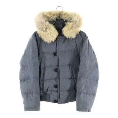 Moncler Bvlgari fur hooded wool padded jacket gray - Image 1 of 4