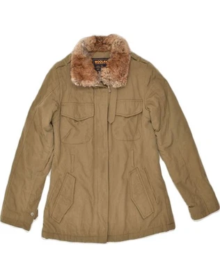 WOOLRICH Womens Military Jacket UK 10 Small Khaki Nylon VR10 - Image 1 of 4