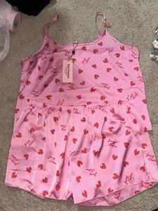 Juicy Couture Strawberry Silky Pajamas Size medium NWT - Picture 1 of 5