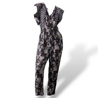 Mono Mameluco Estampado Cachemira Rebecca Taylor Talla 4 Mezcla Seda Resort Dinero Antiguo Foto 1 de 4