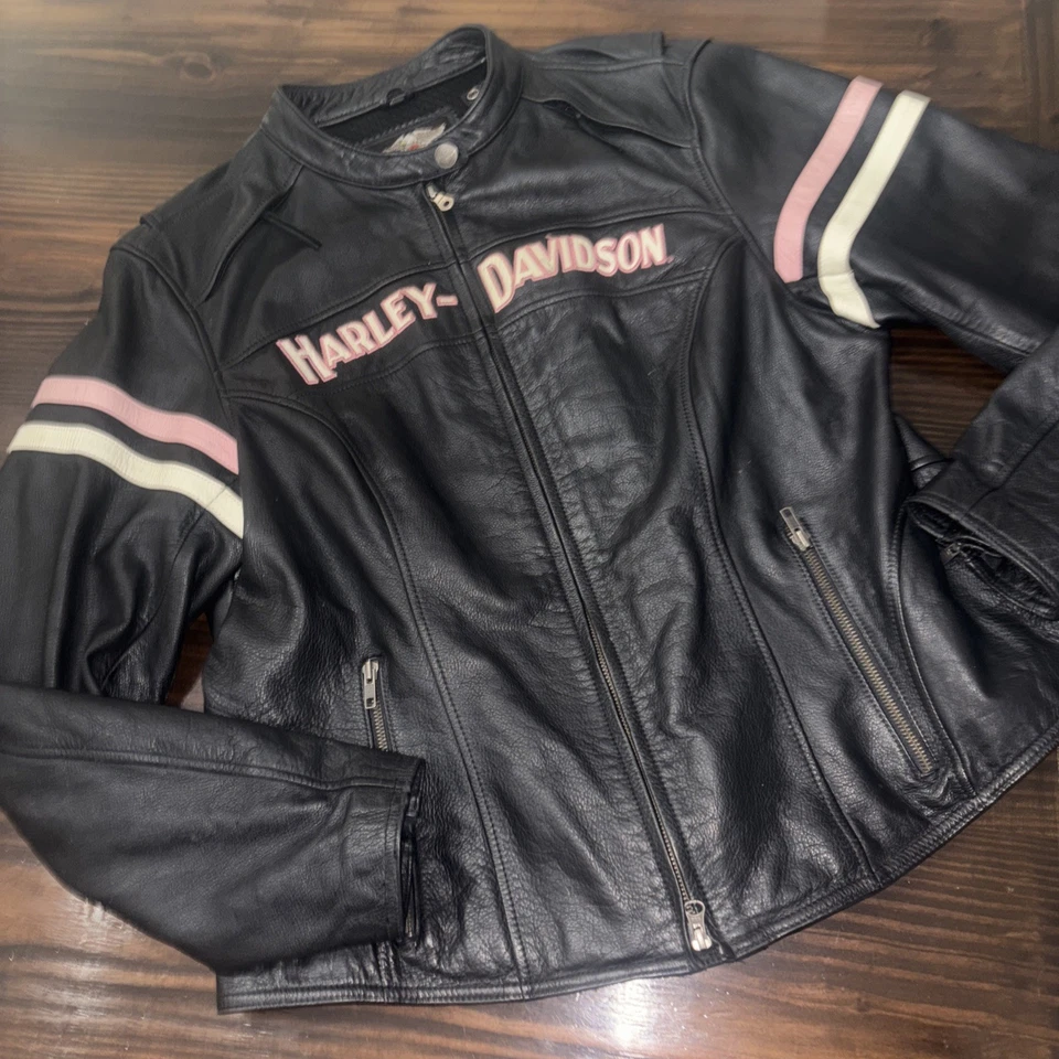 Chaqueta de montar de cuero para motocicleta Harley Davidson ROSA rara - para mujer 2XL Foto 1 de 4