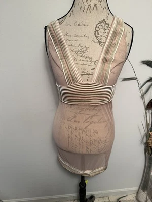 Lencería de malla de seda La Perla sin cordones talla S cuello en V beige transparente sexy íntimo tocador Foto 1 de 4