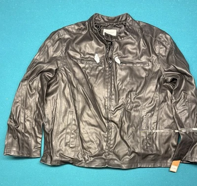 Новый с Ярлыками Sonoma кожаная куртка мужской размер 2XXL черный полный молнии карманы Рекомендуемая розничная цена производителя $140 - Изображение 1 из 4