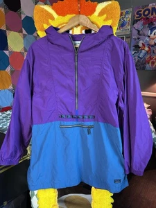 Giacca a vento vintage anni 90 LL Bean Quarter Zip viola blu western M/L - Foto 1 di 6