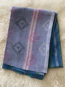 Antiker Anfang 20. Jahrhundert Kantha Quilt Indische Volkskunst Westbengalen Vintage - Bild 1 von 12