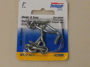 National Mfg. N117-911 HOOKS & EYES (hooks and eyes) 2” zinc plated steel - Picture 1 of 1