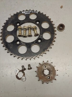 Honda xr100 front &rear sprocket w/ mount hardware 2003 xr100r *READ ALL*LOOK  - Image 1 of 4
