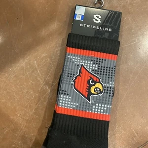 Louisville Cardinals Socks Crew Premium Black Red Regular - Picture 1 of 2