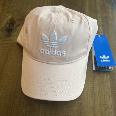 Adult Adidas Trefoil OSFY Strapback Adjustable Hat Cap Baseball Light Pink White - Image 1 of 4
