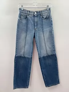Stella McCartney Women’s Straight Legged Cropped Two Tone Jeans Blue Size 24 - Picture 1 of 12