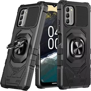 Nokia G310 5G / Nokia G42 - Hard Hybrid Magnetic Ring Kickstand Armor Black Case - Picture 1 of 6