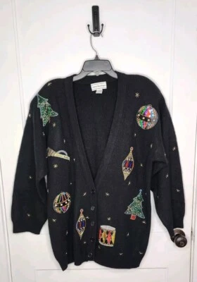 Cárdigan Navidad Angora Lana de Cordero Mujer August Max Cuentas Lentejuelas Foto 1 de 4