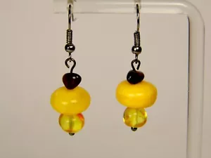Baltic Amber Dangle Drop Earrings Multicolor Natural Stone Genuine Gemstone 1263 - Picture 1 of 11