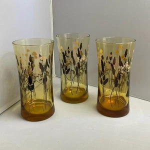 3 Vintage Federal Interlude Drinking Glasses w/ Wheat Pattern Fall Thanksgiving - Picture 1 of 6