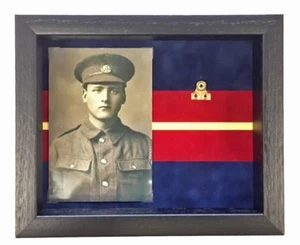 Medium Royal Anglian Regt Medal Display Case For 1 Medal With Photo. Black Frame - Picture 1 of 4