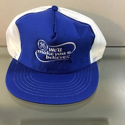 VTG General Electric GE Snapback Trucker Hat Cap VGC Blue White Never Worn NEW - Image 1 of 3