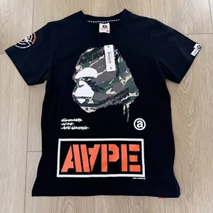 AAPE by A Bathing Ape Mens L Black Camo Gorilla Graphic Print Tee NWT - Picture 1 of 5
