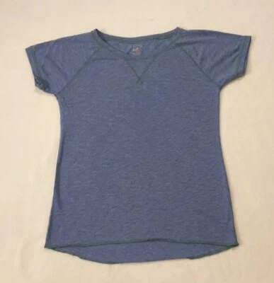 Top informal para mujer, manga corta, azul con ribete verde talla grande Foto 1 de 4