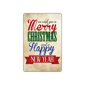 Merry Christmas & Happy New Year Vintage Décor Sign Home Garage Gift Metal Sign - Picture 1 of 1