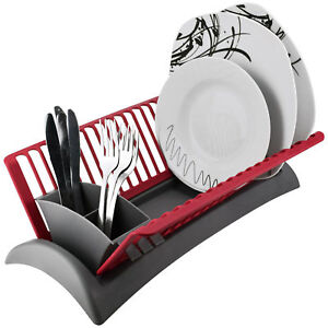 Dish Drainer Rack Cutlery Section Compact Dryer Kitchen Camping Sink Washing 