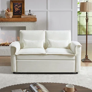 Modern Fabric Convertible Loveseat Sleeper Sofa Couch with Adjustable Backrest, - Picture 1 of 12